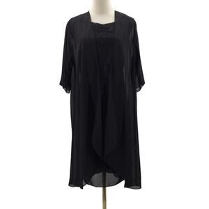 FORMAL 16 2X plus black 2pc lace mother of bride gala party knee dress NEW B74